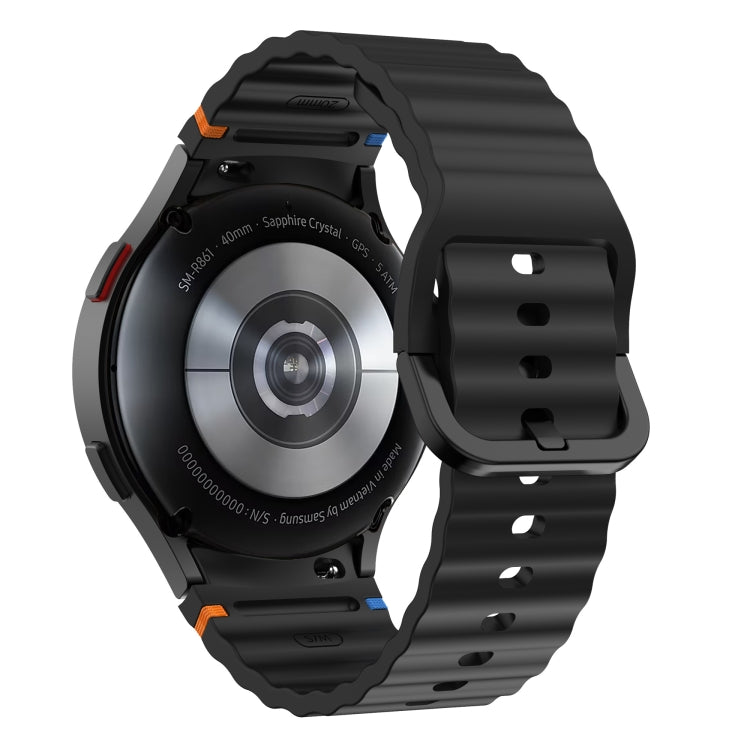 ウェーブパターンステッチ入りシリコン製時計バンド、Samsung Galaxy Watch 7 40 / 44mm用、Samsung Galaxy Watch 6 Classic用、Samsung Galaxy Watch 6 40 / 44mm用、Samsung Galaxy Watch 5 40 / 44mm用