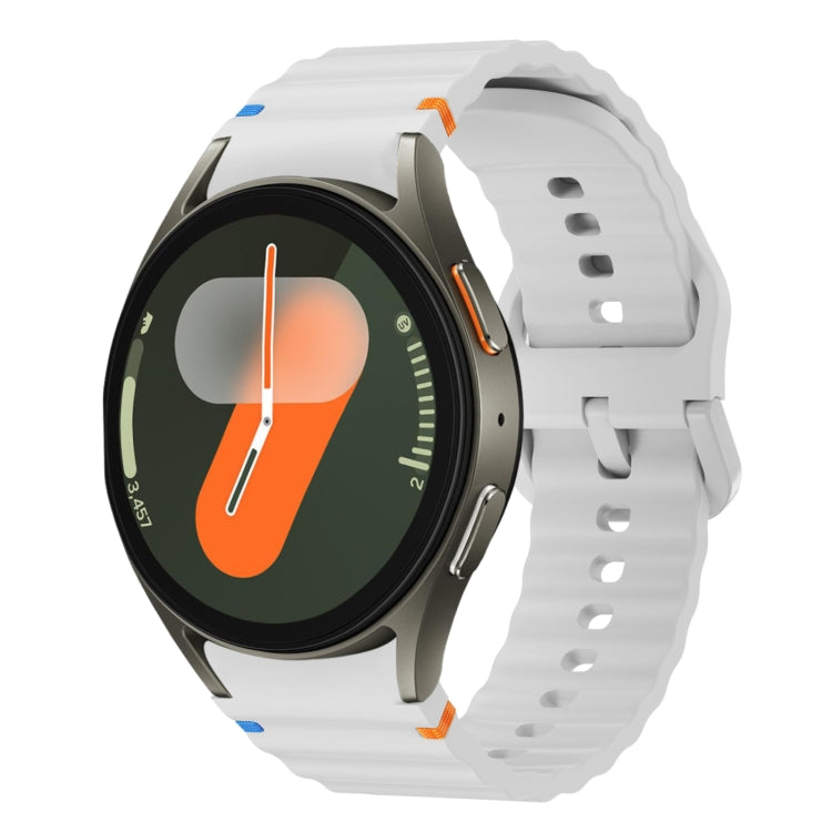 ウェーブパターンステッチ入りシリコン製時計バンド、Samsung Galaxy Watch 7 40 / 44mm用、Samsung Galaxy Watch 6 Classic用、Samsung Galaxy Watch 6 40 / 44mm用、Samsung Galaxy Watch 5 40 / 44mm用