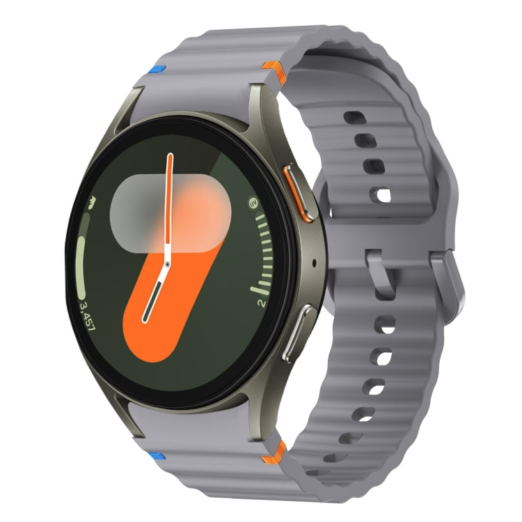 ウェーブパターンステッチ入りシリコン製時計バンド、Samsung Galaxy Watch 7 40 / 44mm用、Samsung Galaxy Watch 6 Classic用、Samsung Galaxy Watch 6 40 / 44mm用、Samsung Galaxy Watch 5 40 / 44mm用
