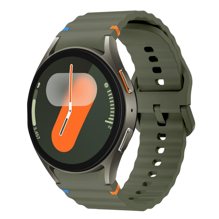 ウェーブパターンステッチ入りシリコン製時計バンド、Samsung Galaxy Watch 7 40 / 44mm用、Samsung Galaxy Watch 6 Classic用、Samsung Galaxy Watch 6 40 / 44mm用、Samsung Galaxy Watch 5 40 / 44mm用