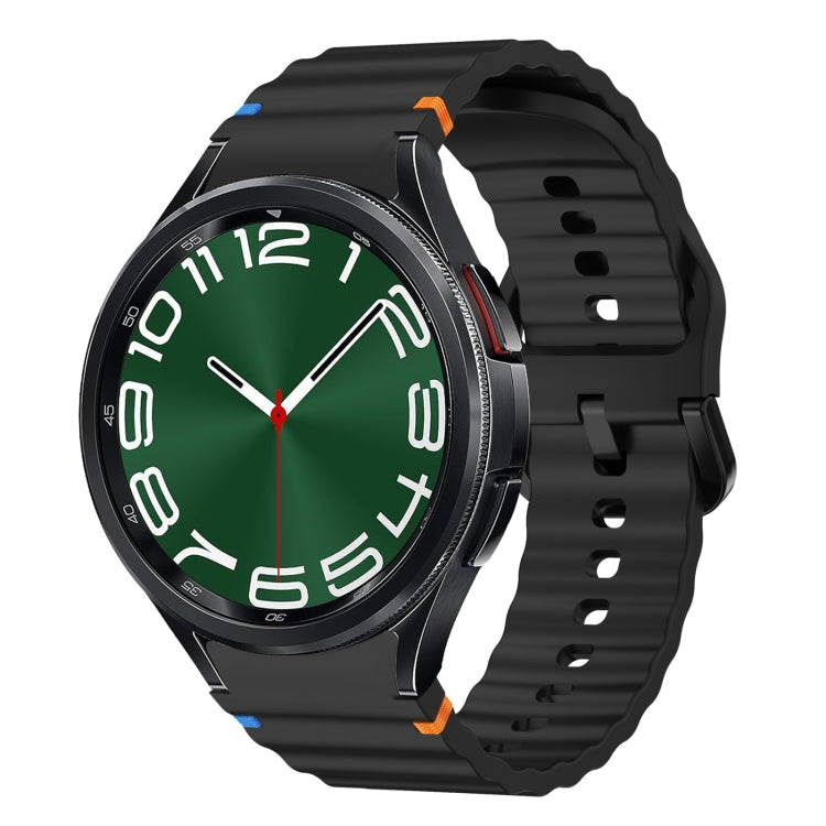 ウェーブパターンステッチ入りシリコン製時計バンド、Samsung Galaxy Watch 7 40 / 44mm用、Samsung Galaxy Watch 6 Classic用、Samsung Galaxy Watch 6 40 / 44mm用、Samsung Galaxy Watch 5 40 / 44mm用