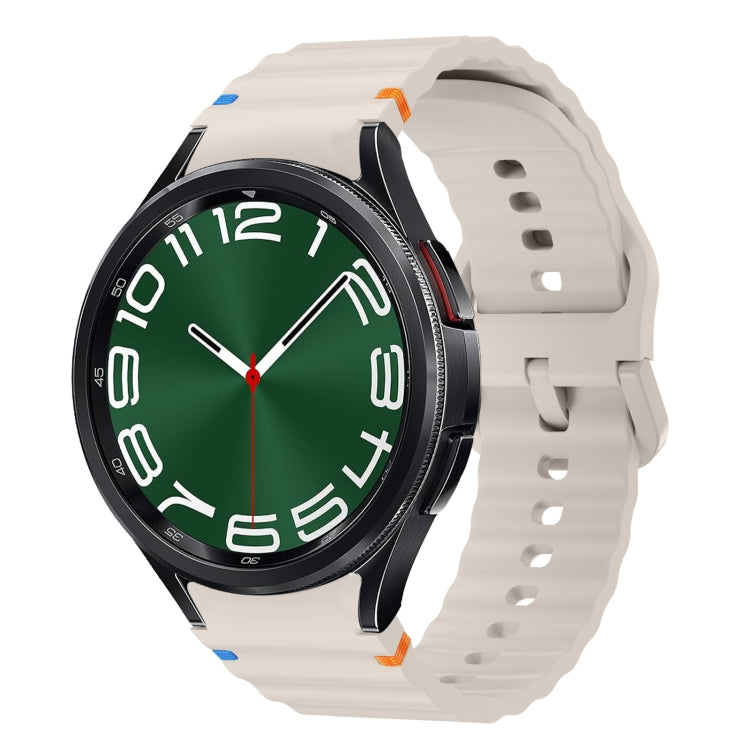 ウェーブパターンステッチ入りシリコン製時計バンド、Samsung Galaxy Watch 7 40 / 44mm用、Samsung Galaxy Watch 6 Classic用、Samsung Galaxy Watch 6 40 / 44mm用、Samsung Galaxy Watch 5 40 / 44mm用
