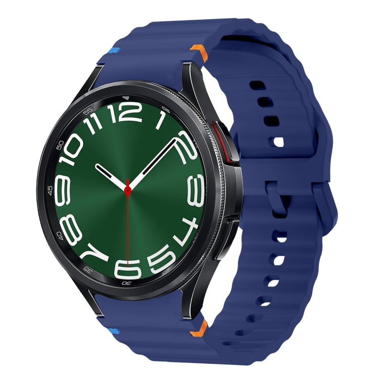 ウェーブパターンステッチ入りシリコン製時計バンド、Samsung Galaxy Watch 7 40 / 44mm用、Samsung Galaxy Watch 6 Classic用、Samsung Galaxy Watch 6 40 / 44mm用、Samsung Galaxy Watch 5 40 / 44mm用