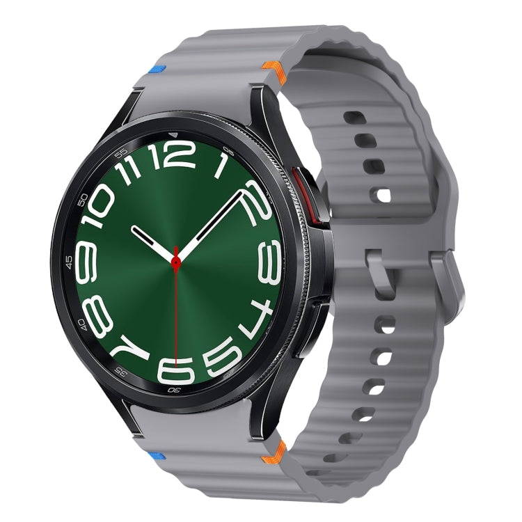 ウェーブパターンステッチ入りシリコン製時計バンド、Samsung Galaxy Watch 7 40 / 44mm用、Samsung Galaxy Watch 6 Classic用、Samsung Galaxy Watch 6 40 / 44mm用、Samsung Galaxy Watch 5 40 / 44mm用