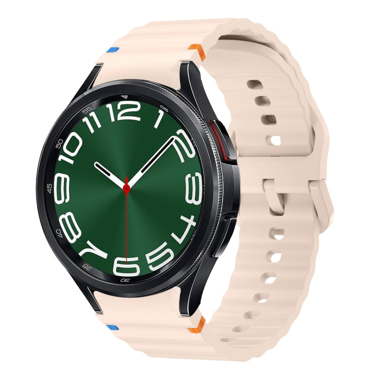 ウェーブパターンステッチ入りシリコン製時計バンド、Samsung Galaxy Watch 7 40 / 44mm用、Samsung Galaxy Watch 6 Classic用、Samsung Galaxy Watch 6 40 / 44mm用、Samsung Galaxy Watch 5 40 / 44mm用