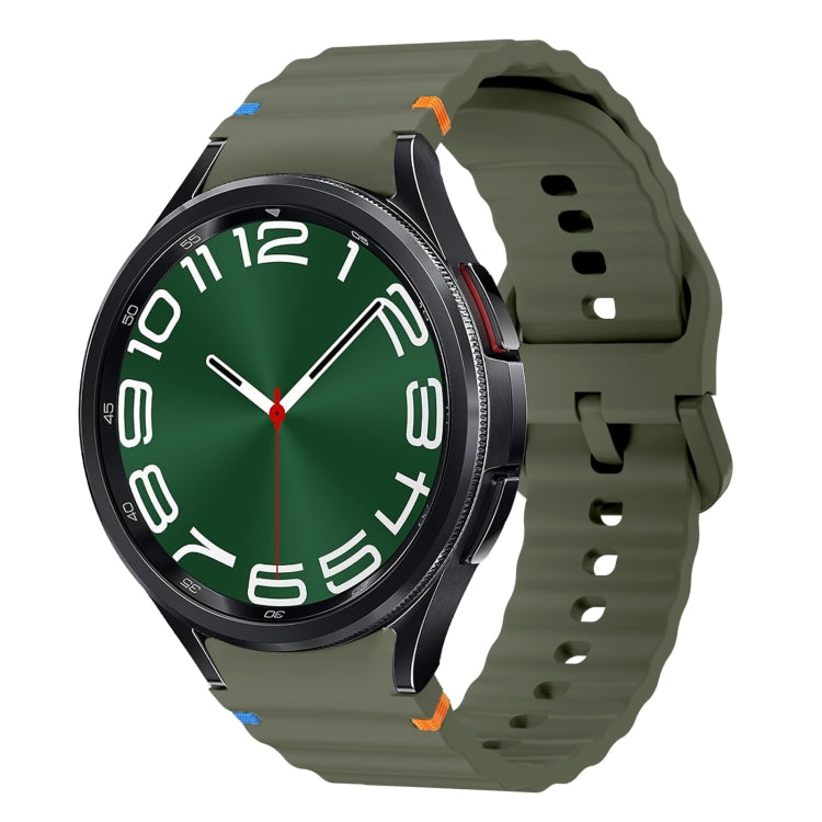 ウェーブパターンステッチ入りシリコン製時計バンド、Samsung Galaxy Watch 7 40 / 44mm用、Samsung Galaxy Watch 6 Classic用、Samsung Galaxy Watch 6 40 / 44mm用、Samsung Galaxy Watch 5 40 / 44mm用