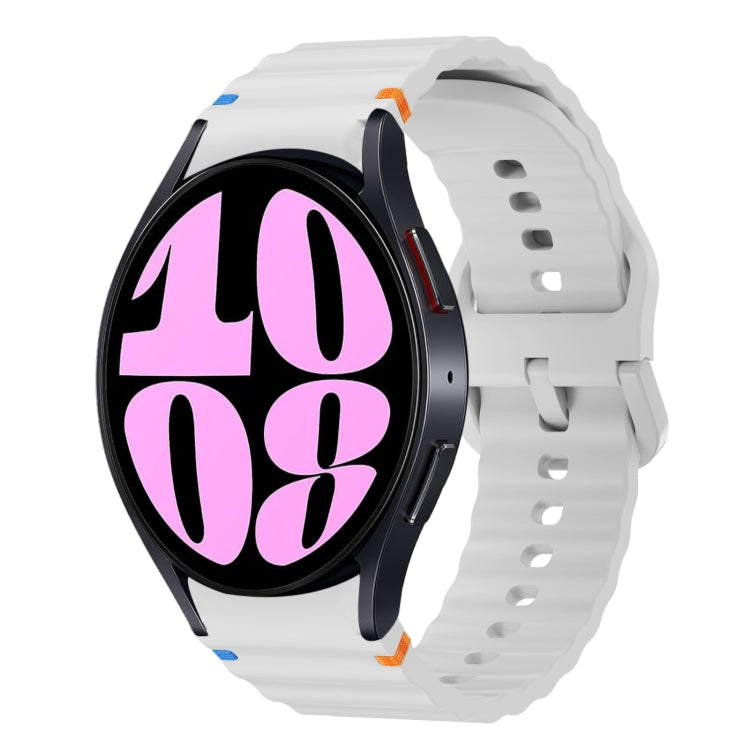 ウェーブパターンステッチ入りシリコン製時計バンド、Samsung Galaxy Watch 7 40 / 44mm用、Samsung Galaxy Watch 6 Classic用、Samsung Galaxy Watch 6 40 / 44mm用、Samsung Galaxy Watch 5 40 / 44mm用