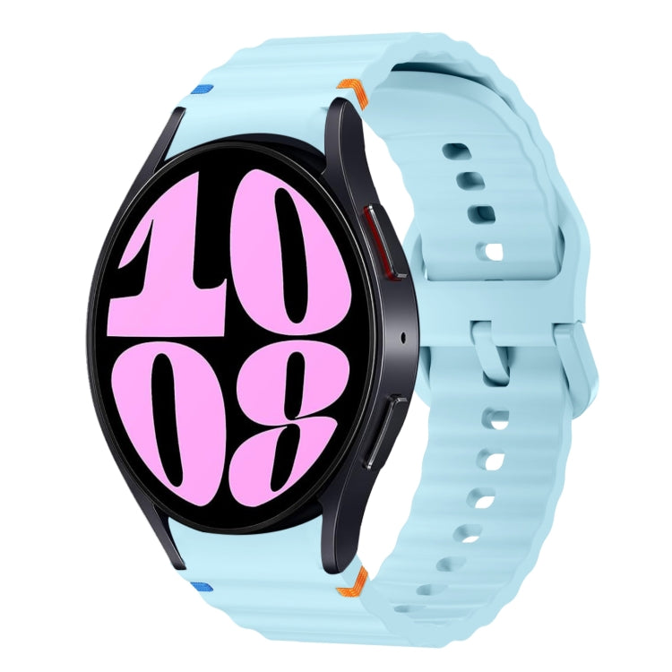 ウェーブパターンステッチ入りシリコン製時計バンド、Samsung Galaxy Watch 7 40 / 44mm用、Samsung Galaxy Watch 6 Classic用、Samsung Galaxy Watch 6 40 / 44mm用、Samsung Galaxy Watch 5 40 / 44mm用