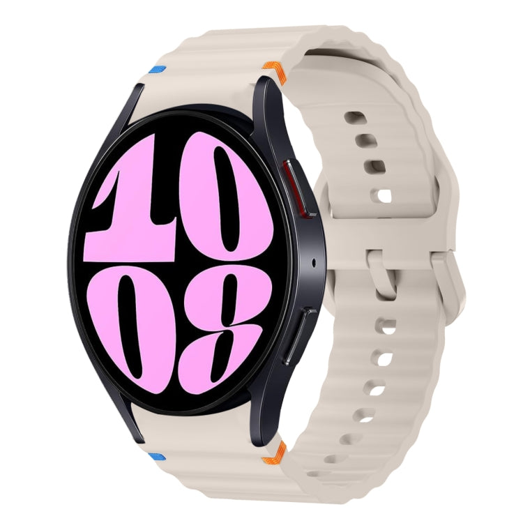 ウェーブパターンステッチ入りシリコン製時計バンド、Samsung Galaxy Watch 7 40 / 44mm用、Samsung Galaxy Watch 6 Classic用、Samsung Galaxy Watch 6 40 / 44mm用、Samsung Galaxy Watch 5 40 / 44mm用