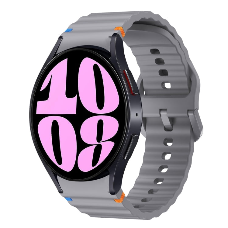 ウェーブパターンステッチ入りシリコン製時計バンド、Samsung Galaxy Watch 7 40 / 44mm用、Samsung Galaxy Watch 6 Classic用、Samsung Galaxy Watch 6 40 / 44mm用、Samsung Galaxy Watch 5 40 / 44mm用