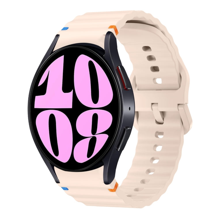 ウェーブパターンステッチ入りシリコン製時計バンド、Samsung Galaxy Watch 7 40 / 44mm用、Samsung Galaxy Watch 6 Classic用、Samsung Galaxy Watch 6 40 / 44mm用、Samsung Galaxy Watch 5 40 / 44mm用