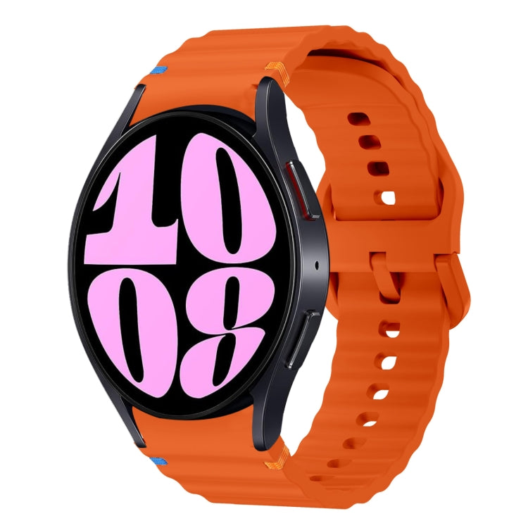 ウェーブパターンステッチ入りシリコン製時計バンド、Samsung Galaxy Watch 7 40 / 44mm用、Samsung Galaxy Watch 6 Classic用、Samsung Galaxy Watch 6 40 / 44mm用、Samsung Galaxy Watch 5 40 / 44mm用