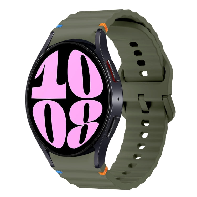 ウェーブパターンステッチ入りシリコン製時計バンド、Samsung Galaxy Watch 7 40 / 44mm用、Samsung Galaxy Watch 6 Classic用、Samsung Galaxy Watch 6 40 / 44mm用、Samsung Galaxy Watch 5 40 / 44mm用