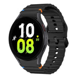 ウェーブパターンステッチ入りシリコン製時計バンド、Samsung Galaxy Watch 7 40 / 44mm用、Samsung Galaxy Watch 6 Classic用、Samsung Galaxy Watch 6 40 / 44mm用、Samsung Galaxy Watch 5 40 / 44mm用
