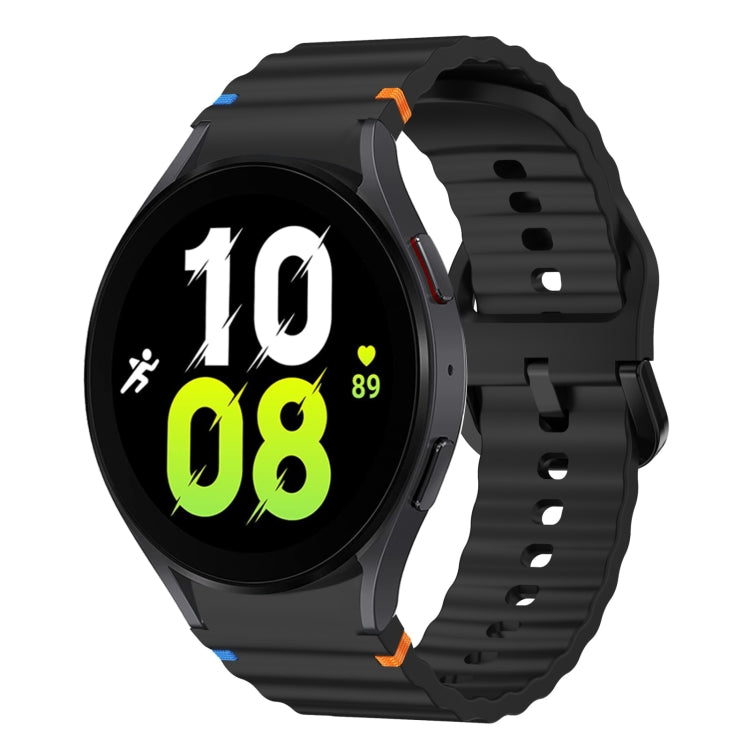 ウェーブパターンステッチ入りシリコン製時計バンド、Samsung Galaxy Watch 7 40 / 44mm用、Samsung Galaxy Watch 6 Classic用、Samsung Galaxy Watch 6 40 / 44mm用、Samsung Galaxy Watch 5 40 / 44mm用