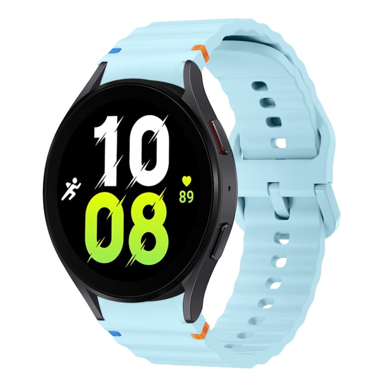 ウェーブパターンステッチ入りシリコン製時計バンド、Samsung Galaxy Watch 7 40 / 44mm用、Samsung Galaxy Watch 6 Classic用、Samsung Galaxy Watch 6 40 / 44mm用、Samsung Galaxy Watch 5 40 / 44mm用