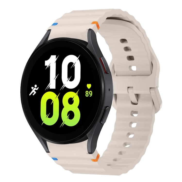 ウェーブパターンステッチ入りシリコン製時計バンド、Samsung Galaxy Watch 7 40 / 44mm用、Samsung Galaxy Watch 6 Classic用、Samsung Galaxy Watch 6 40 / 44mm用、Samsung Galaxy Watch 5 40 / 44mm用