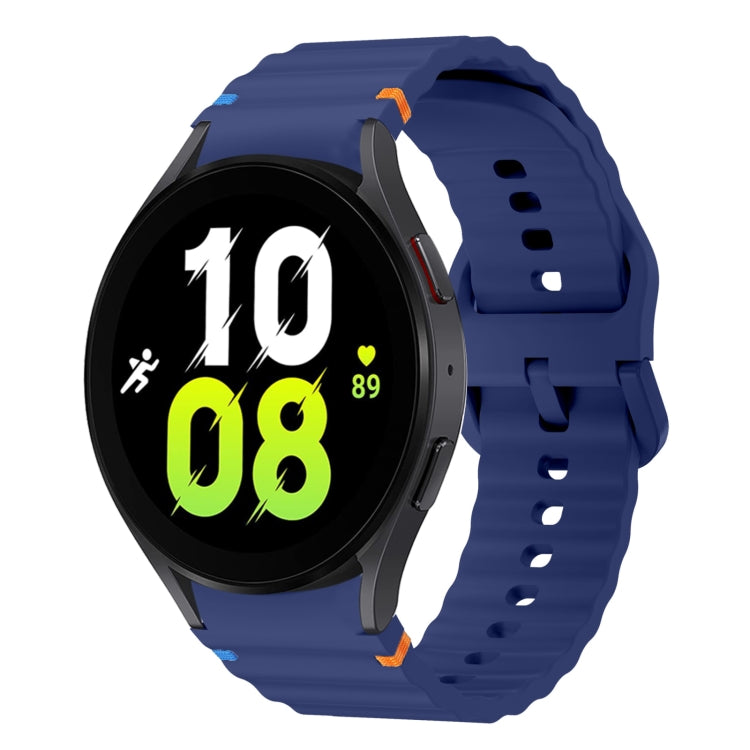 ウェーブパターンステッチ入りシリコン製時計バンド、Samsung Galaxy Watch 7 40 / 44mm用、Samsung Galaxy Watch 6 Classic用、Samsung Galaxy Watch 6 40 / 44mm用、Samsung Galaxy Watch 5 40 / 44mm用