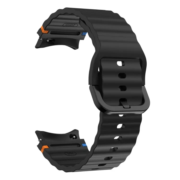波模様ステッチ入りシリコンウォッチバンド Samsung Galaxy Watch 5 Pro用、Samsung Galaxy Watch 4 40 / 44mm用、Samsung Galaxy Watch 4 Classic 42 / 46mm用、Samsung Galaxy Watch3 41mm用