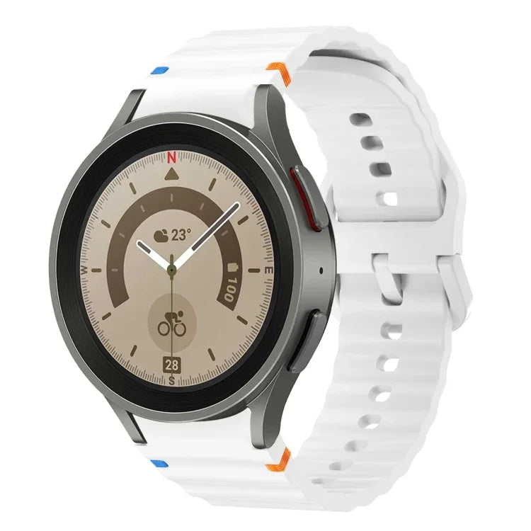 波模様ステッチ入りシリコンウォッチバンド Samsung Galaxy Watch 5 Pro用、Samsung Galaxy Watch 4 40 / 44mm用、Samsung Galaxy Watch 4 Classic 42 / 46mm用、Samsung Galaxy Watch3 41mm用