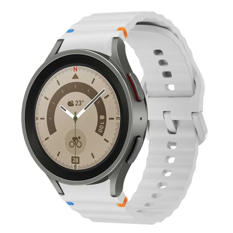 波模様ステッチ入りシリコンウォッチバンド Samsung Galaxy Watch 5 Pro用、Samsung Galaxy Watch 4 40 / 44mm用、Samsung Galaxy Watch 4 Classic 42 / 46mm用、Samsung Galaxy Watch3 41mm用
