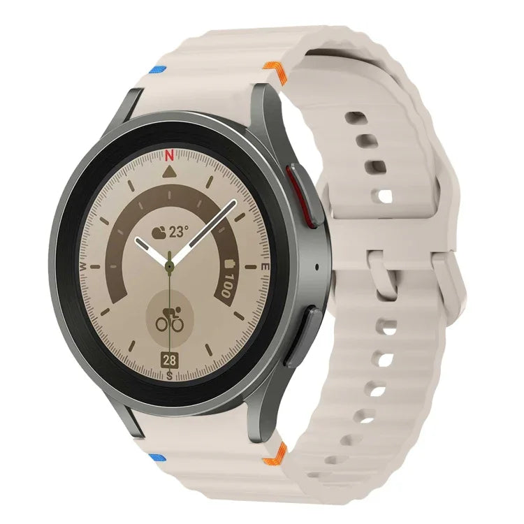 波模様ステッチ入りシリコンウォッチバンド Samsung Galaxy Watch 5 Pro用、Samsung Galaxy Watch 4 40 / 44mm用、Samsung Galaxy Watch 4 Classic 42 / 46mm用、Samsung Galaxy Watch3 41mm用