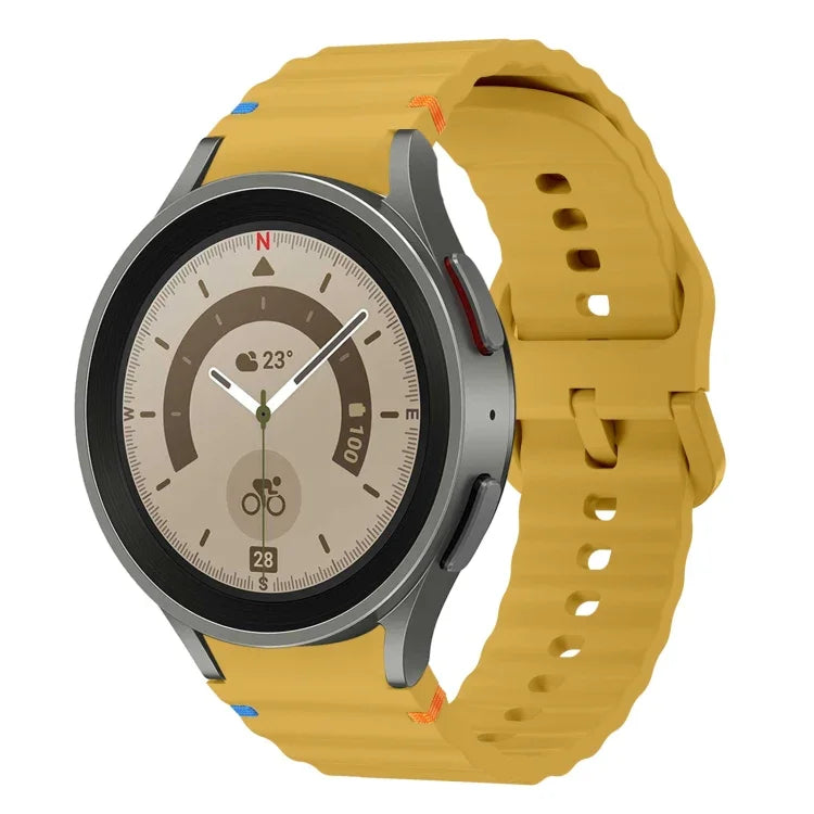 波模様ステッチ入りシリコンウォッチバンド Samsung Galaxy Watch 5 Pro用、Samsung Galaxy Watch 4 40 / 44mm用、Samsung Galaxy Watch 4 Classic 42 / 46mm用、Samsung Galaxy Watch3 41mm用