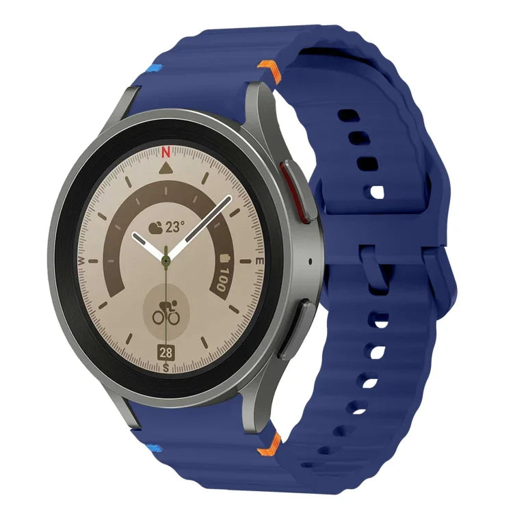 波模様ステッチ入りシリコンウォッチバンド Samsung Galaxy Watch 5 Pro用、Samsung Galaxy Watch 4 40 / 44mm用、Samsung Galaxy Watch 4 Classic 42 / 46mm用、Samsung Galaxy Watch3 41mm用