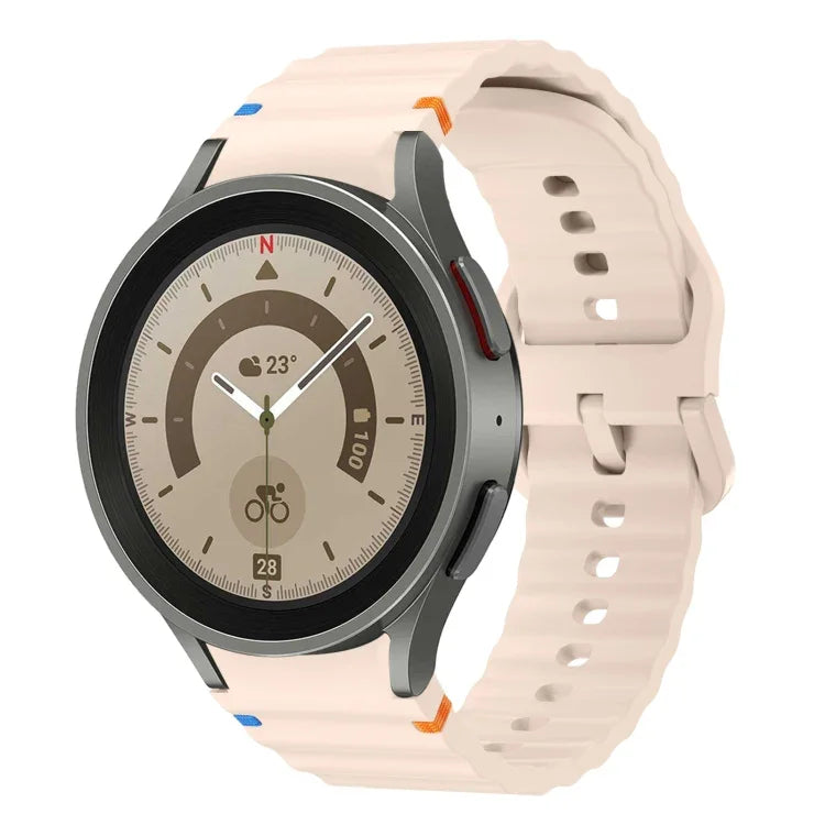 波模様ステッチ入りシリコンウォッチバンド Samsung Galaxy Watch 5 Pro用、Samsung Galaxy Watch 4 40 / 44mm用、Samsung Galaxy Watch 4 Classic 42 / 46mm用、Samsung Galaxy Watch3 41mm用