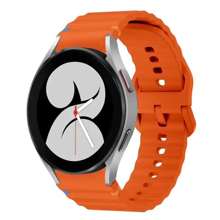 波模様ステッチ入りシリコンウォッチバンド Samsung Galaxy Watch 5 Pro用、Samsung Galaxy Watch 4 40 / 44mm用、Samsung Galaxy Watch 4 Classic 42 / 46mm用、Samsung Galaxy Watch3 41mm用