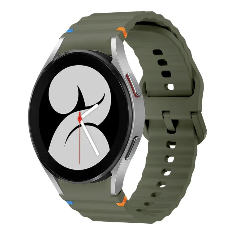 波模様ステッチ入りシリコンウォッチバンド Samsung Galaxy Watch 5 Pro用、Samsung Galaxy Watch 4 40 / 44mm用、Samsung Galaxy Watch 4 Classic 42 / 46mm用、Samsung Galaxy Watch3 41mm用