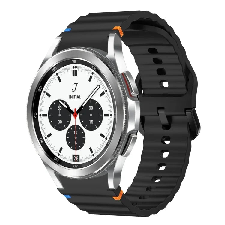 波模様ステッチ入りシリコンウォッチバンド Samsung Galaxy Watch 5 Pro用、Samsung Galaxy Watch 4 40 / 44mm用、Samsung Galaxy Watch 4 Classic 42 / 46mm用、Samsung Galaxy Watch3 41mm用
