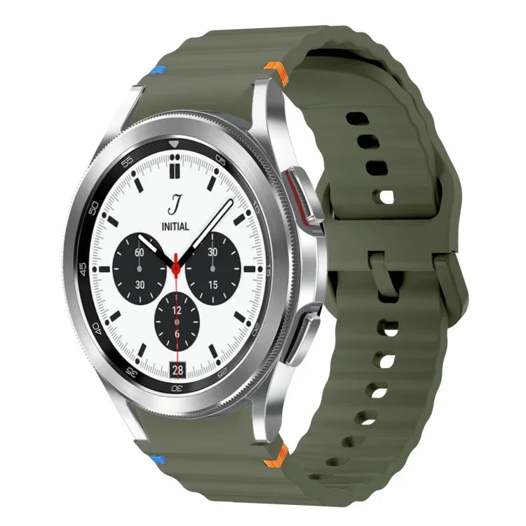 波模様ステッチ入りシリコンウォッチバンド Samsung Galaxy Watch 5 Pro用、Samsung Galaxy Watch 4 40 / 44mm用、Samsung Galaxy Watch 4 Classic 42 / 46mm用、Samsung Galaxy Watch3 41mm用