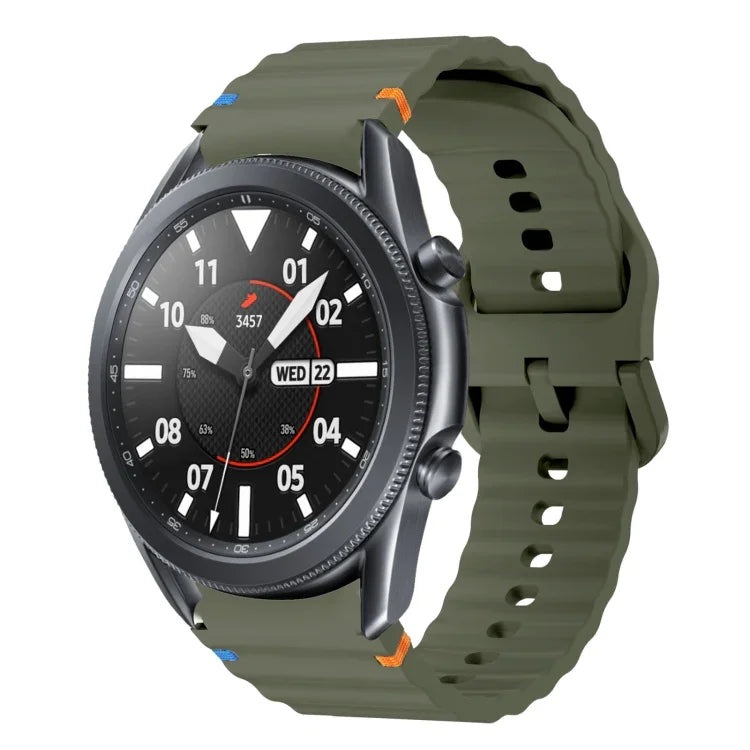 波模様ステッチ入りシリコンウォッチバンド Samsung Galaxy Watch 5 Pro用、Samsung Galaxy Watch 4 40 / 44mm用、Samsung Galaxy Watch 4 Classic 42 / 46mm用、Samsung Galaxy Watch3 41mm用