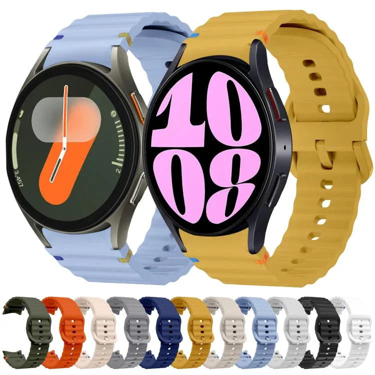 波模様ステッチ入りシリコンウォッチバンド Samsung Galaxy Watch 5 Pro用、Samsung Galaxy Watch 4 40 / 44mm用、Samsung Galaxy Watch 4 Classic 42 / 46mm用、Samsung Galaxy Watch3 41mm用