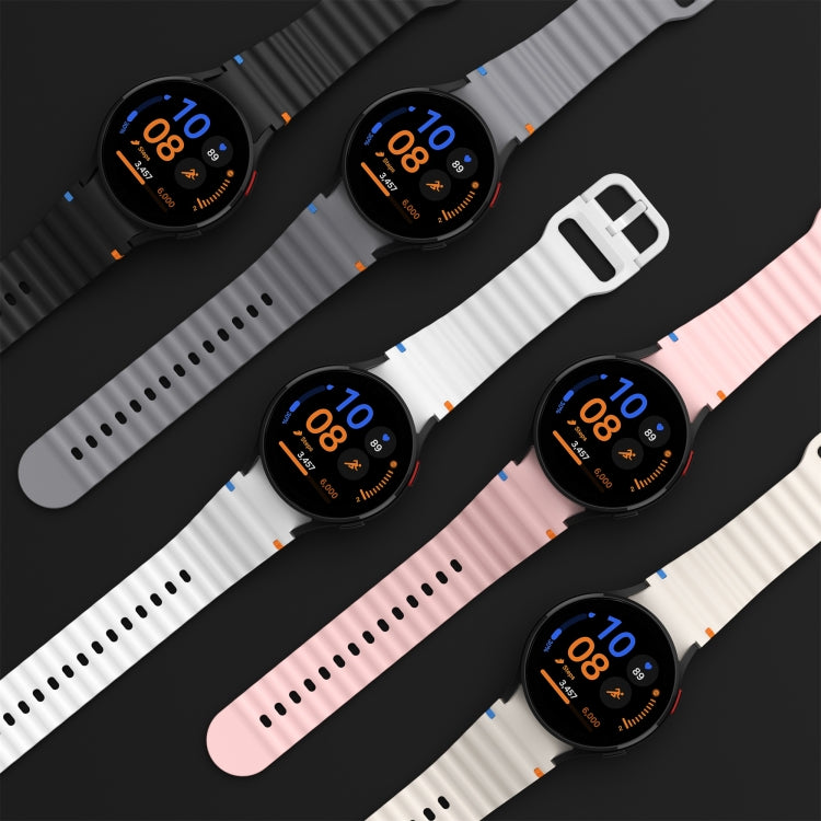 ウェーブパターンステッチ入りシリコン製時計バンド、Samsung Galaxy Watch 7 40 / 44mm用、Samsung Galaxy Watch 6 Classic用、Samsung Galaxy Watch 6 40 / 44mm用、Samsung Galaxy Watch 5 40 / 44mm用