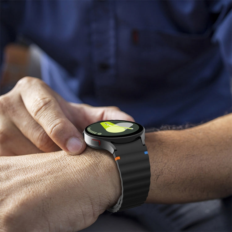 ウェーブパターンステッチ入りシリコン製時計バンド、Samsung Galaxy Watch 7 40 / 44mm用、Samsung Galaxy Watch 6 Classic用、Samsung Galaxy Watch 6 40 / 44mm用、Samsung Galaxy Watch 5 40 / 44mm用