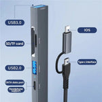 ADS-805 8ピン + Type-CからUSB-Cデータ + USB 2.0 / 3.0 + SD / TFカードリーダーハブ拡張コンバーター, ADS-805