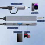 ADS-805 8ピン + Type-CからUSB-Cデータ + USB 2.0 / 3.0 + SD / TFカードリーダーハブ拡張コンバーター, ADS-805