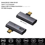 USB-C / Type-C オスからデュアル Type-C メス USB3.2/10Gbps OTG コンバーター PD100W 充電アダプター、デュアル Type-C