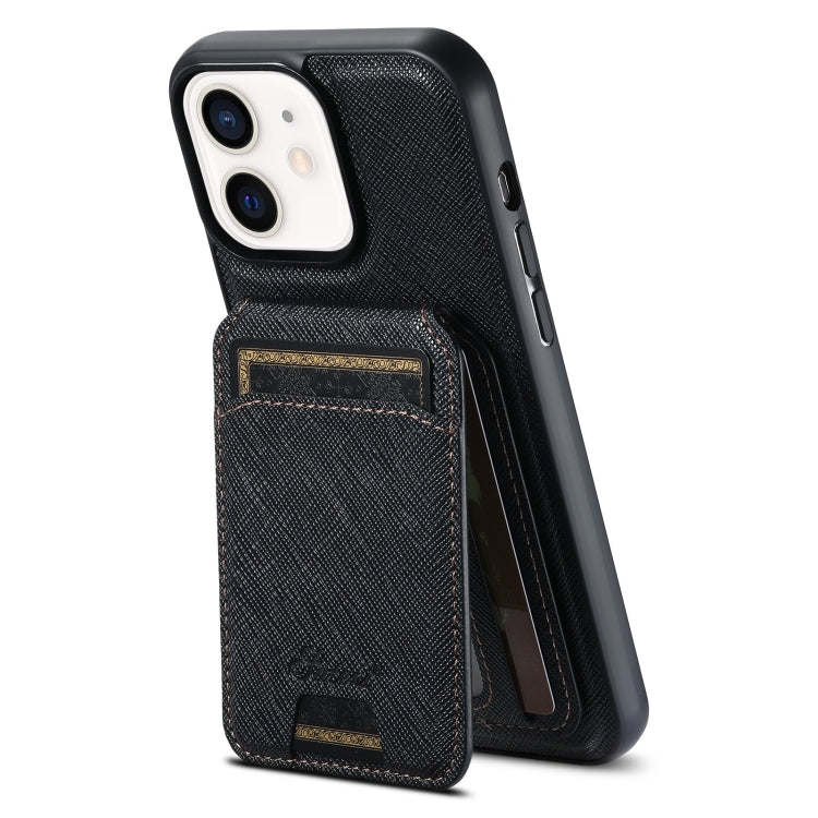 Suteni H18 Cross Grain MagSafe Wallet Leather Phone Case, For iPhone 13 Pro Max, For iPhone 13 Pro, For iPhone 13, For iPhone 12, For iPhone 12 Pro Max, For iPhone 12 Pro