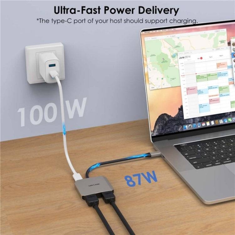 WAVLINK UHP510 Pro 87W PD充電 USB CからデュアルHDコンバーター 4K 60Hzモニターアダプター