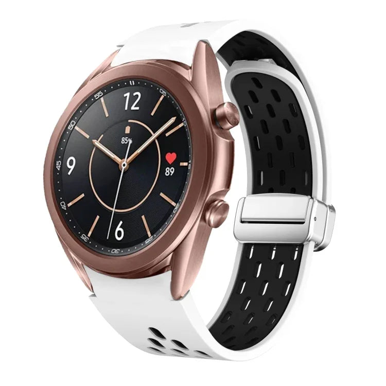 ツートンマグネット折りたたみシルバーバックルシリコンウォッチバンド, Samsung Galaxy Watch 3 41mm用, Samsung Galaxy Watch Active用, Samsung Galaxy Watch 42mm用, Samsung Gear S2 Classic用