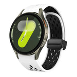 ツートンマグネット折りたたみブラックバックルシリコンウォッチバンド、Samsung Galaxy Watch 7 40 / 44mm用、Samsung Galaxy Watch 5 40 / 44mm用、Samsung Galaxy Watch 4 40 / 44mm用、Samsung Galaxy Watch 4 Classic 42 / 46mm用
