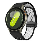 ツートンマグネット折りたたみブラックバックルシリコンウォッチバンド、Samsung Galaxy Watch 7 40 / 44mm用、Samsung Galaxy Watch 5 40 / 44mm用、Samsung Galaxy Watch 4 40 / 44mm用、Samsung Galaxy Watch 4 Classic 42 / 46mm用