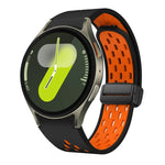 ツートンマグネット折りたたみブラックバックルシリコンウォッチバンド、Samsung Galaxy Watch 7 40 / 44mm用、Samsung Galaxy Watch 5 40 / 44mm用、Samsung Galaxy Watch 4 40 / 44mm用、Samsung Galaxy Watch 4 Classic 42 / 46mm用