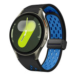 ツートンマグネット折りたたみブラックバックルシリコンウォッチバンド、Samsung Galaxy Watch 7 40 / 44mm用、Samsung Galaxy Watch 5 40 / 44mm用、Samsung Galaxy Watch 4 40 / 44mm用、Samsung Galaxy Watch 4 Classic 42 / 46mm用