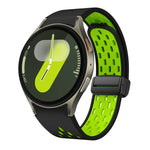ツートンマグネット折りたたみブラックバックルシリコンウォッチバンド、Samsung Galaxy Watch 7 40 / 44mm用、Samsung Galaxy Watch 5 40 / 44mm用、Samsung Galaxy Watch 4 40 / 44mm用、Samsung Galaxy Watch 4 Classic 42 / 46mm用