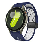 ツートンマグネット折りたたみブラックバックルシリコンウォッチバンド、Samsung Galaxy Watch 7 40 / 44mm用、Samsung Galaxy Watch 5 40 / 44mm用、Samsung Galaxy Watch 4 40 / 44mm用、Samsung Galaxy Watch 4 Classic 42 / 46mm用