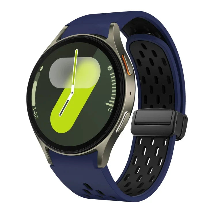 ツートンマグネット折りたたみブラックバックルシリコンウォッチバンド、Samsung Galaxy Watch 7 40 / 44mm用、Samsung Galaxy Watch 5 40 / 44mm用、Samsung Galaxy Watch 4 40 / 44mm用、Samsung Galaxy Watch 4 Classic 42 / 46mm用